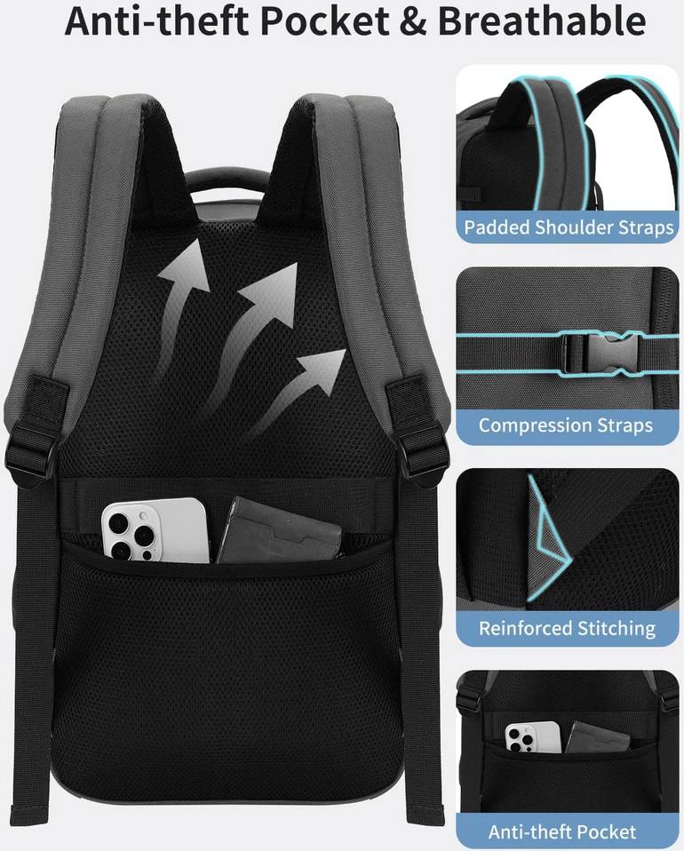 ECOHUB 20 l rankinis kelioninė kuprinė, Ryanair 40x20x25 dydis, nešiojamojo kompiuterio skyrius, vandeniui atspari, ECO0610702
