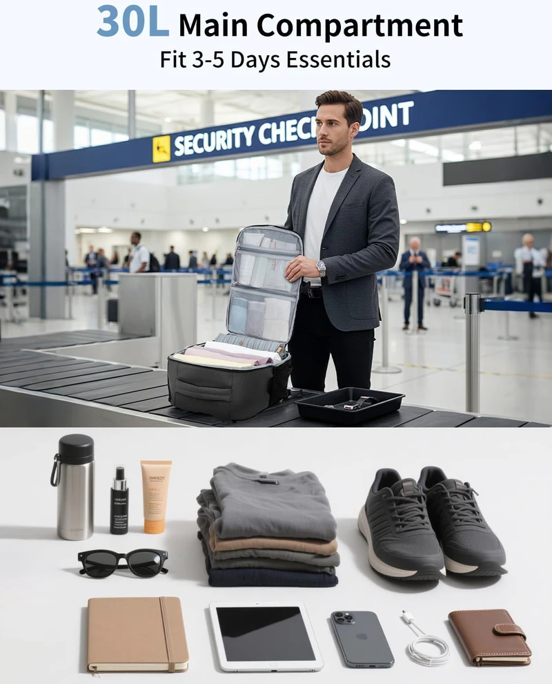 ECOHUB 20 l rankinis kelioninė kuprinė, Ryanair 40x20x25 dydis, nešiojamojo kompiuterio skyrius, vandeniui atspari, ECO0610702