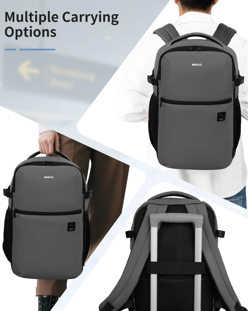 ECOHUB 20 l rankinis kelioninė kuprinė, Ryanair 40x20x25 dydis, nešiojamojo kompiuterio skyrius, vandeniui atspari, ECO0610702