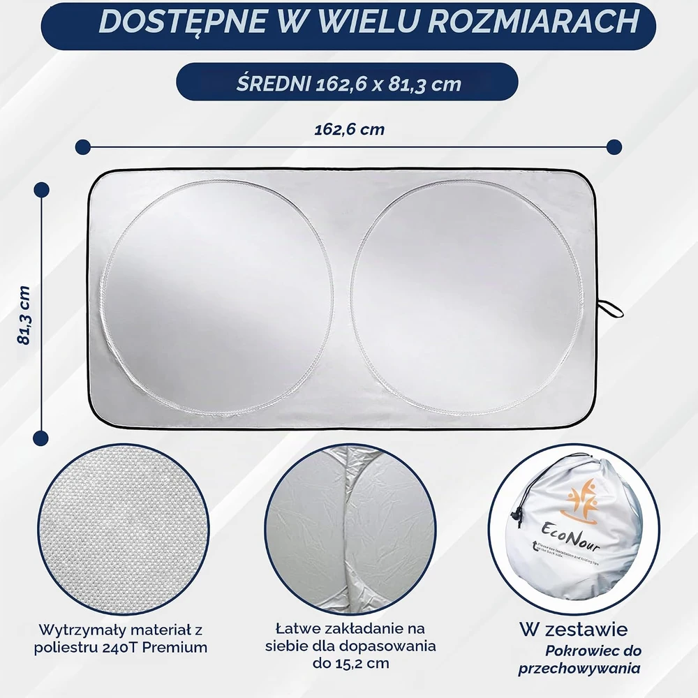 EcoNour automobilio priekinio stiklo apsauga nuo saulės UV 162 x 73,7 cm FBA_ECO15080SunShade