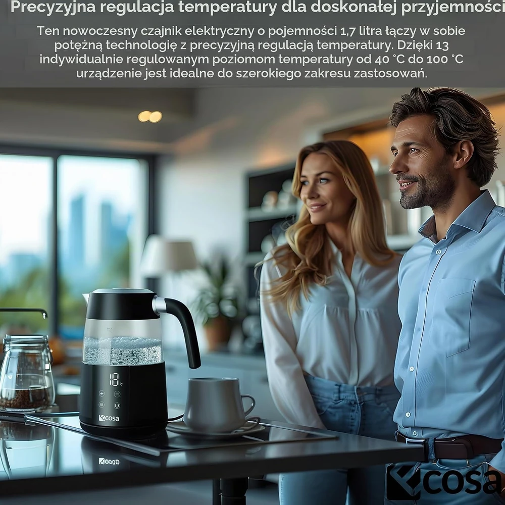 ecosa elektrinis virdulys su temperatūros reguliavimu 1,7 l 2200 W EO-699