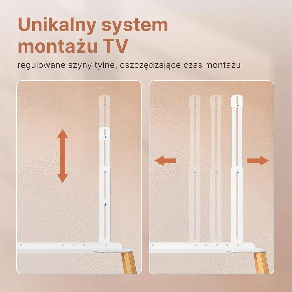 ECOTINY mobilus televizoriaus stovas su ratukais 49–75 col., iki 40 kg, HW1158WH