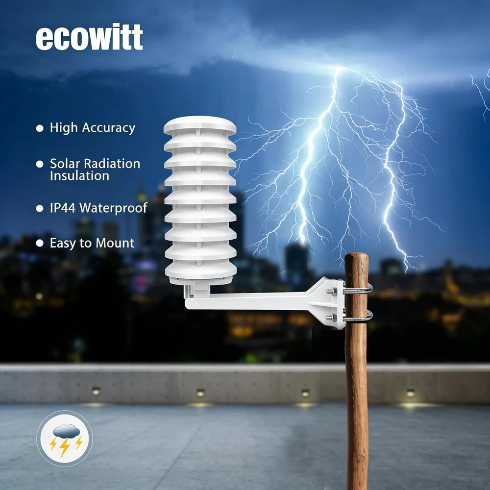 Ecowitt belaidis žaibų aptikimo jutiklis 868 MHz, 40 km veikimo nuotolis WH57