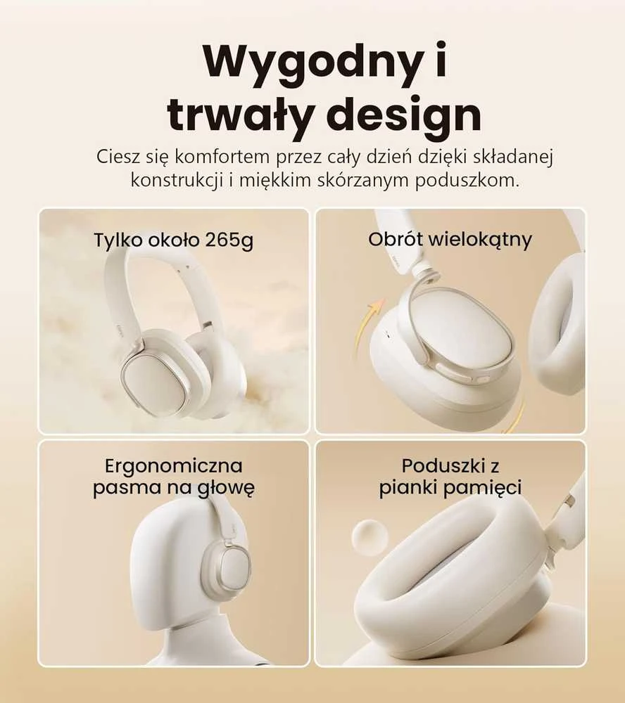 Edifier belaidės ausinės su aktyvia triukšmo slopinimo sistema, Bluetooth 5.4, Hi-Res, LDAC, ES850NB