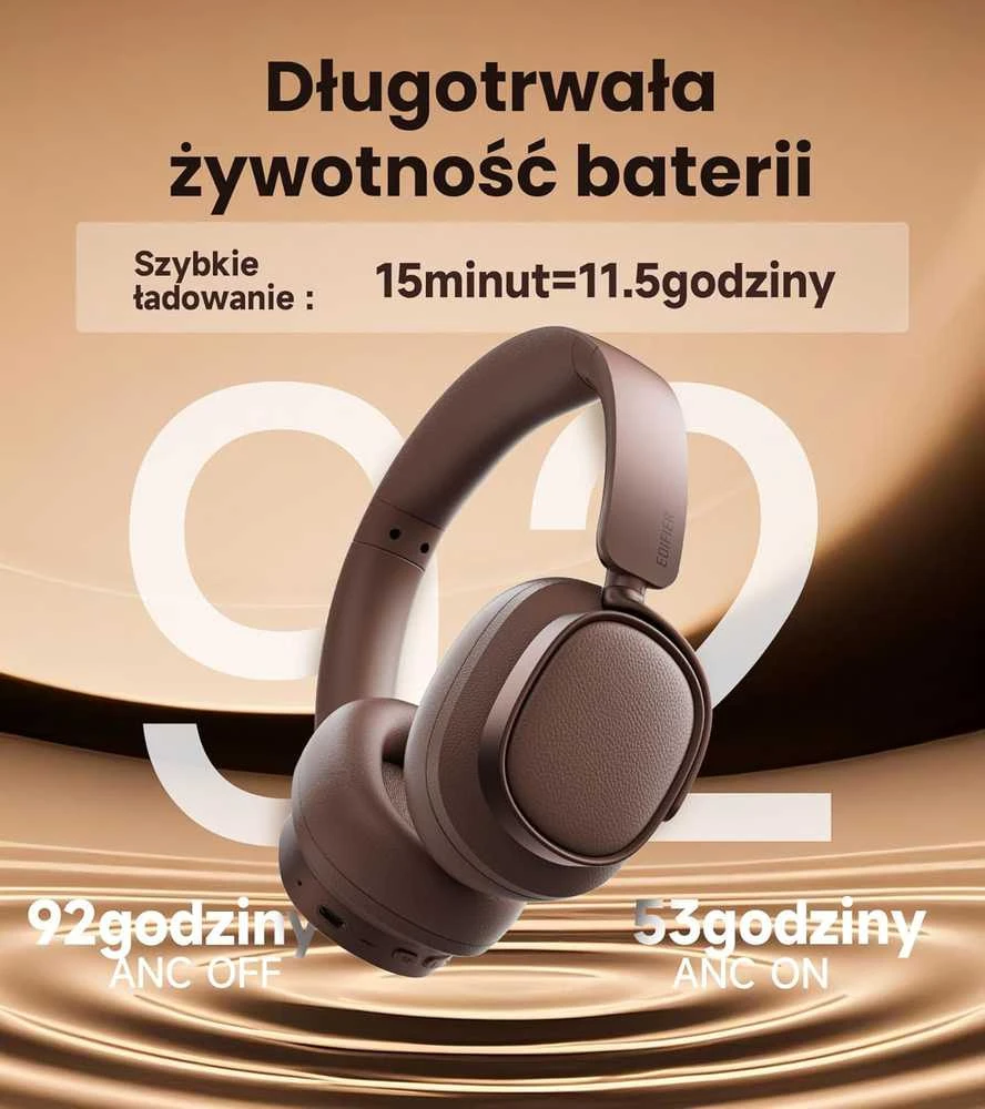 Edifier belaidės ausinės su aktyvia triukšmo slopinimo sistema, Bluetooth 5.4, Hi-Res, LDAC, ES850NB