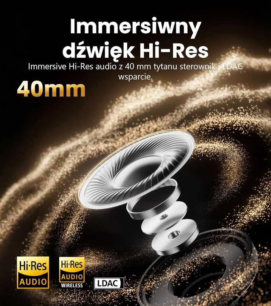 Edifier belaidės ausinės su aktyvia triukšmo slopinimo sistema, Bluetooth 5.4, Hi-Res, LDAC, ES850NB