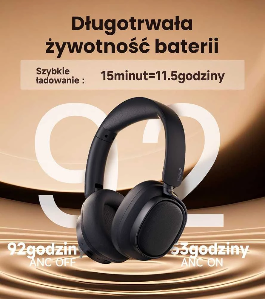 Edifier belaidės ausinės su aktyvia triukšmo slopinimo funkcija, Hi-Res, Bluetooth 5.4, LDAC, ES850NB