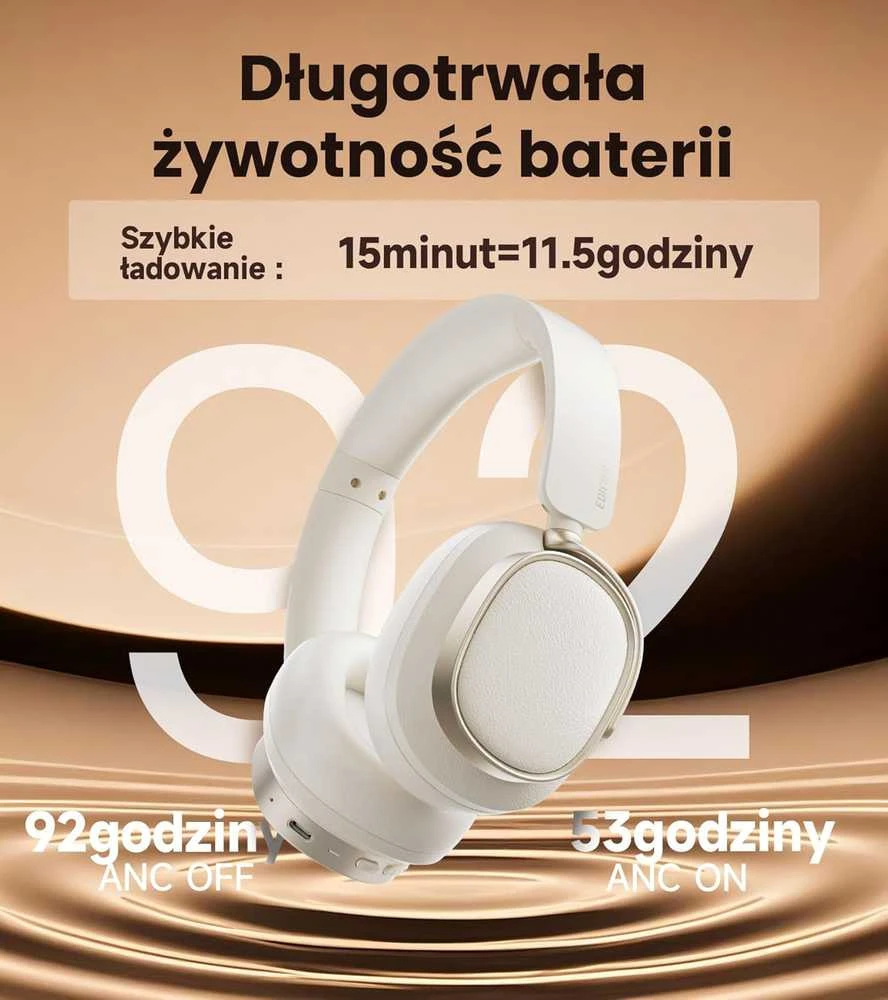 Edifier belaidės ausinės su aktyvia triukšmo slopinimo sistema, Bluetooth 5.4, 92 val. veikimo laikas, ES850NB