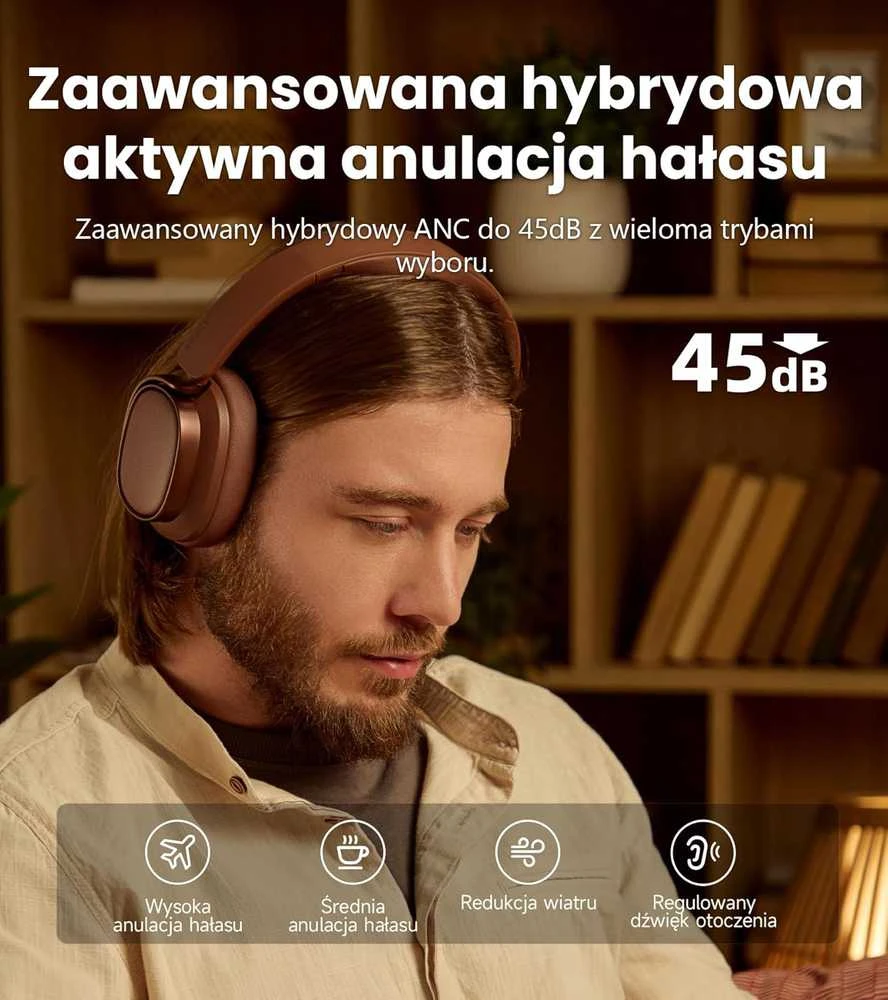 Edifier belaidės ausinės su aktyvia triukšmo slopinimo sistema, Bluetooth 5.4, Hi-Res, LDAC, ES850NB