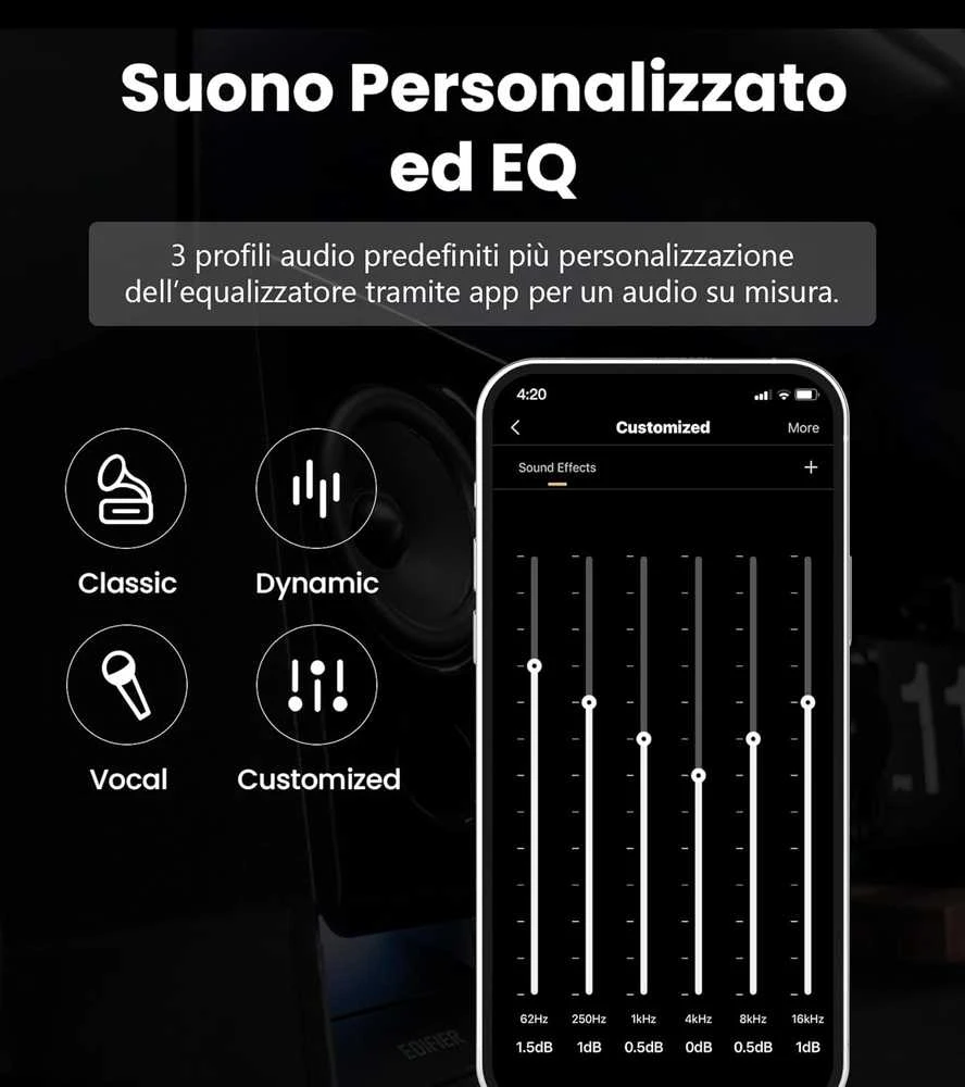 Kompiuterio kolonėlės Edifier kompiuterinės kolonėlės Bluetooth 6.0, USB, 2.75 colio pilno diapazono garsiakalbiai, 5 W, R20BT