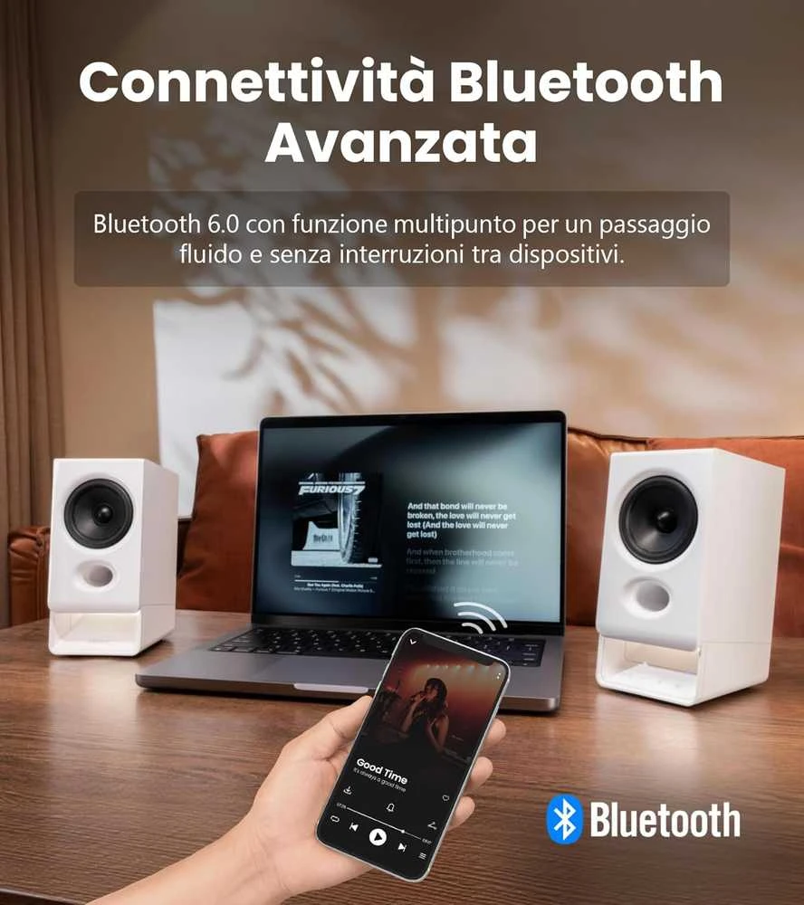 Kompiuterio kolonėlės Edifier kompiuterinės kolonėlės Bluetooth 6.0, USB, 2.75 colio pilno diapazono garsiakalbiai, 5 W, R20BT