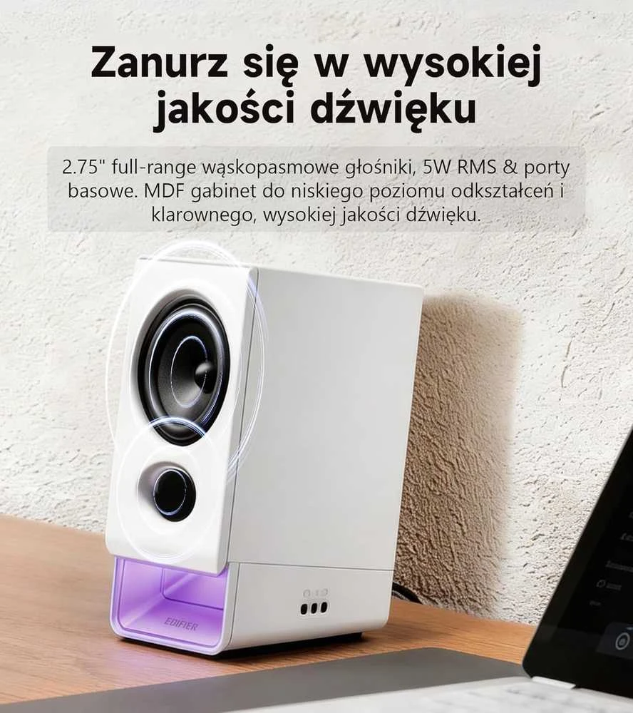 Kompiuterio kolonėlės Edifier kompiuterinės kolonėlės Bluetooth 6.0, USB, 2.75 colio pilno diapazono garsiakalbiai, 5 W, R20BT