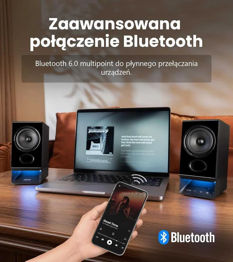 Kompiuterio kolonėlės Edifier kompiuterinės kolonėlės su USB, Bluetooth 6.0, 5 W RMS, MDF korpusu, R20BT