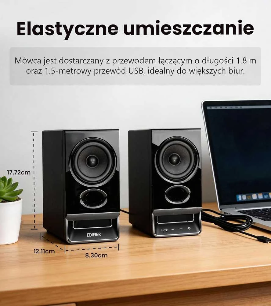 Kompiuterio kolonėlės Edifier kompiuterinės kolonėlės su USB, Bluetooth 6.0, 5 W RMS, MDF korpusu, R20BT