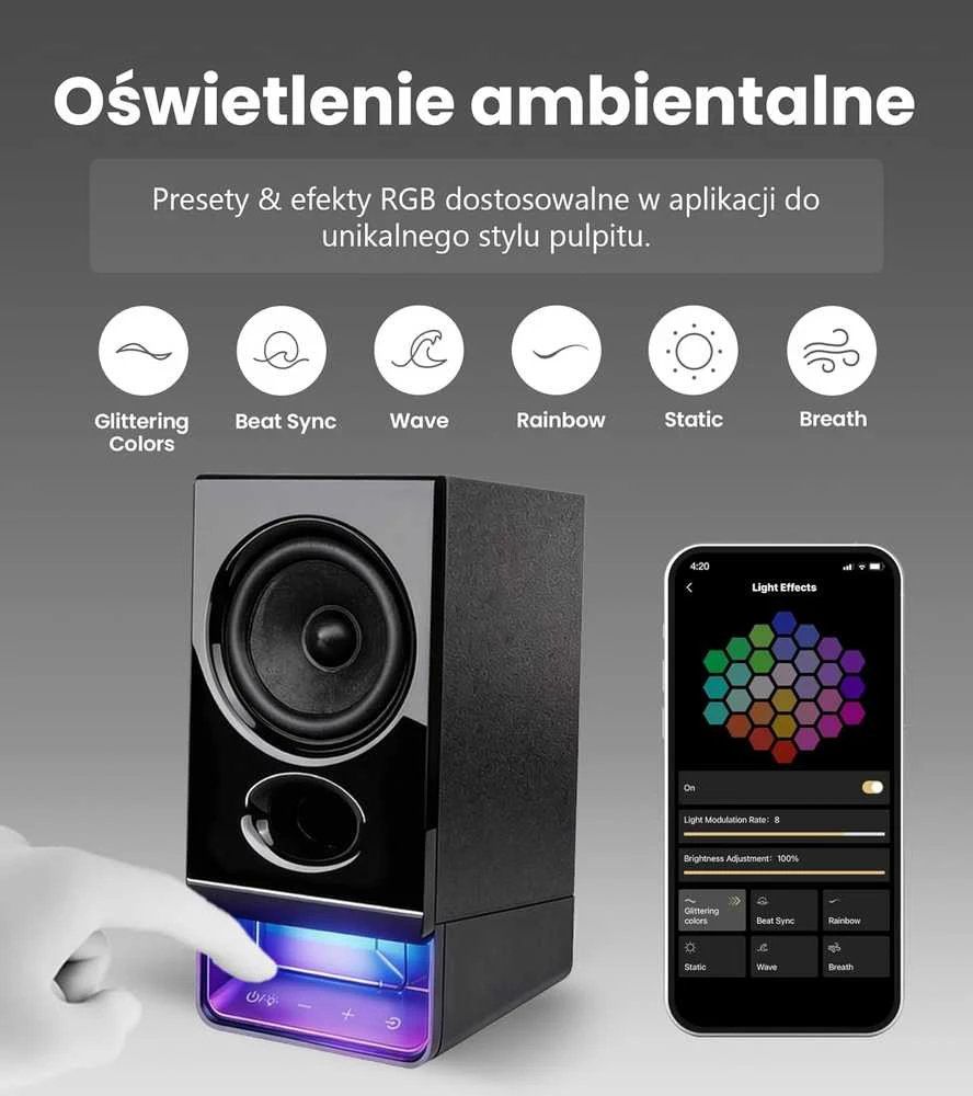 Kompiuterio kolonėlės Edifier kompiuterinės kolonėlės su USB, Bluetooth 6.0, 5 W RMS, MDF korpusu, R20BT