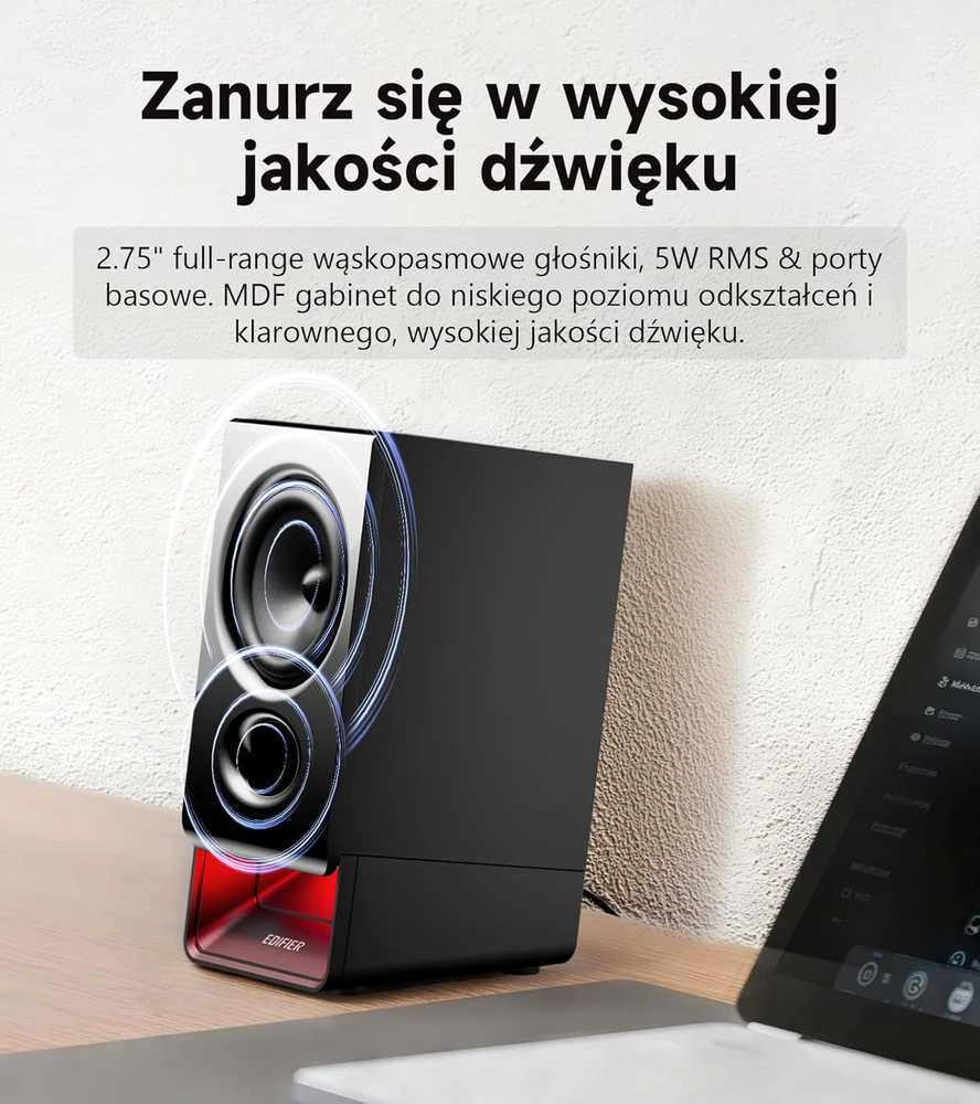 Kompiuterio kolonėlės Edifier kompiuterinės kolonėlės su USB, Bluetooth 6.0, 5 W RMS, MDF korpusu, R20BT