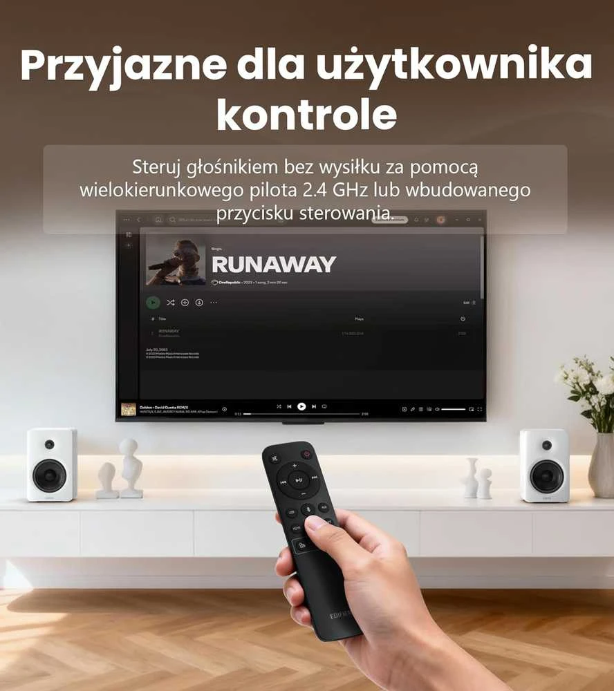 Kompiuterio kolonėlės Edifier lentyniniai garsiakalbiai 100 W Bluetooth 6.0 HDMI eARC AUX USB-C MDF balti M90