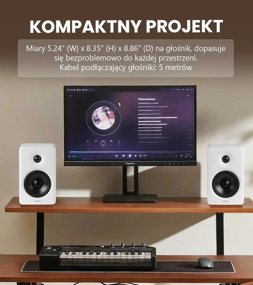 Kompiuterio kolonėlės Edifier lentyniniai garsiakalbiai 100 W Bluetooth 6.0 HDMI eARC AUX USB-C MDF balti M90