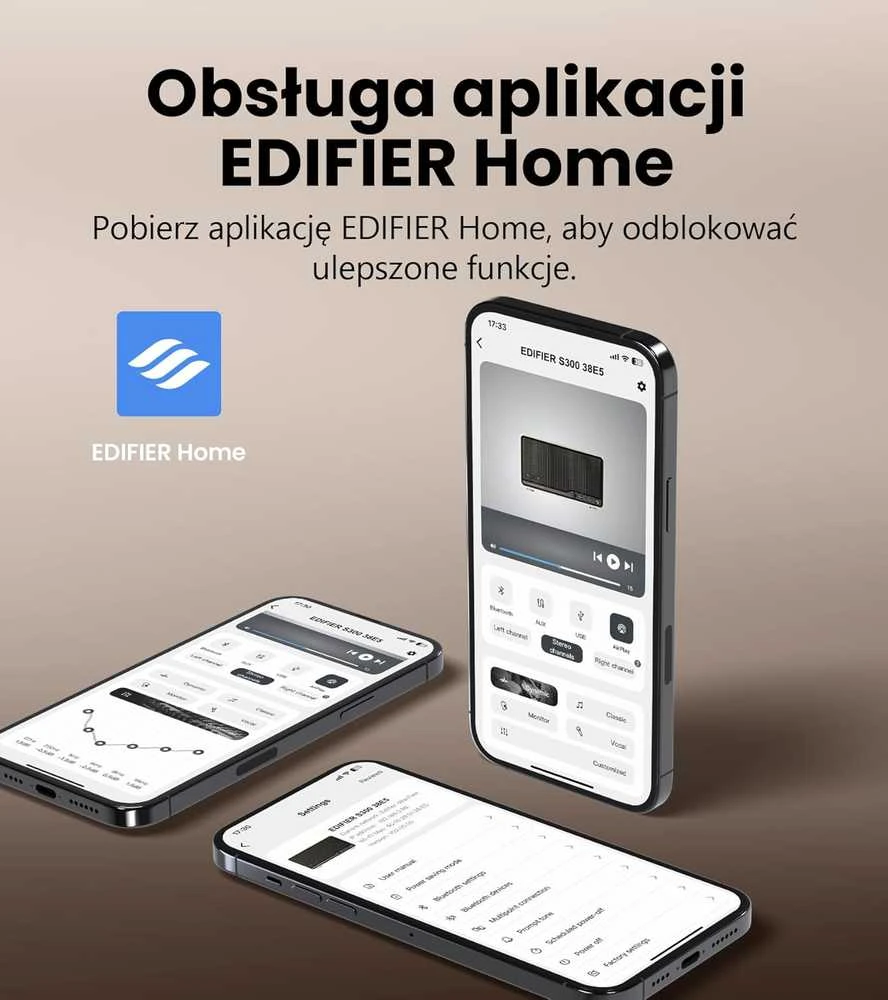 Kompiuterio kolonėlės Edifier lentyniniai garsiakalbiai S300, 80 W RMS, Bluetooth 5.4, Wi-Fi, USB-C, juodas riešutas