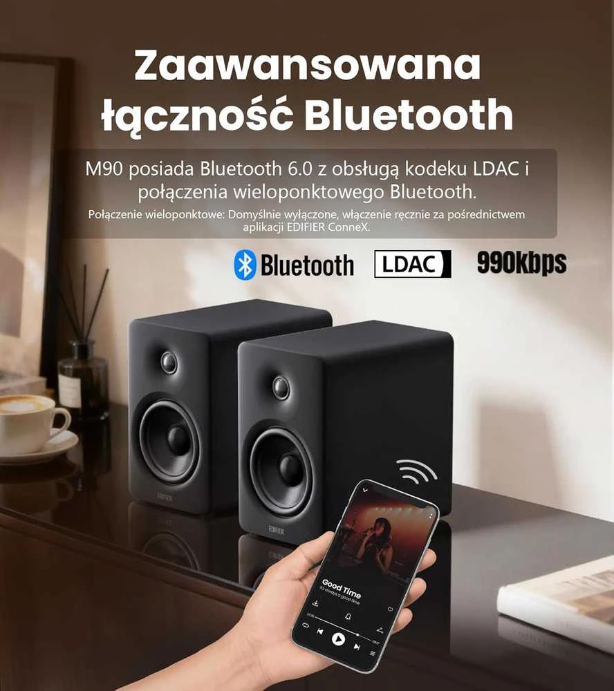 Kompiuterio kolonėlės Edifier stalinė kolonėlė, 100 W RMS, Hi-Res Audio, Bluetooth 6.0, HDMI eARC, USB-C, M90