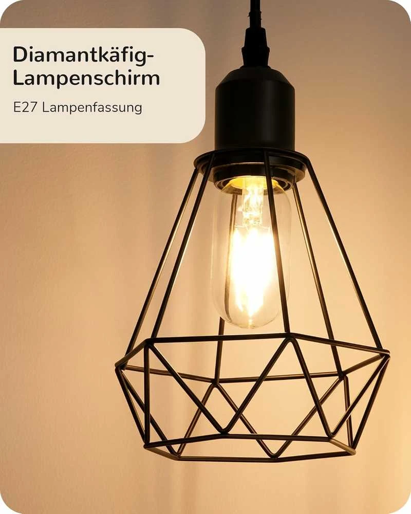 EDISHINE grindų lemputė, reguliuojama 163 cm, LED E27, metalinis šviestuvas, juoda, trys gaubtai, vintage stilius, KL-DF075