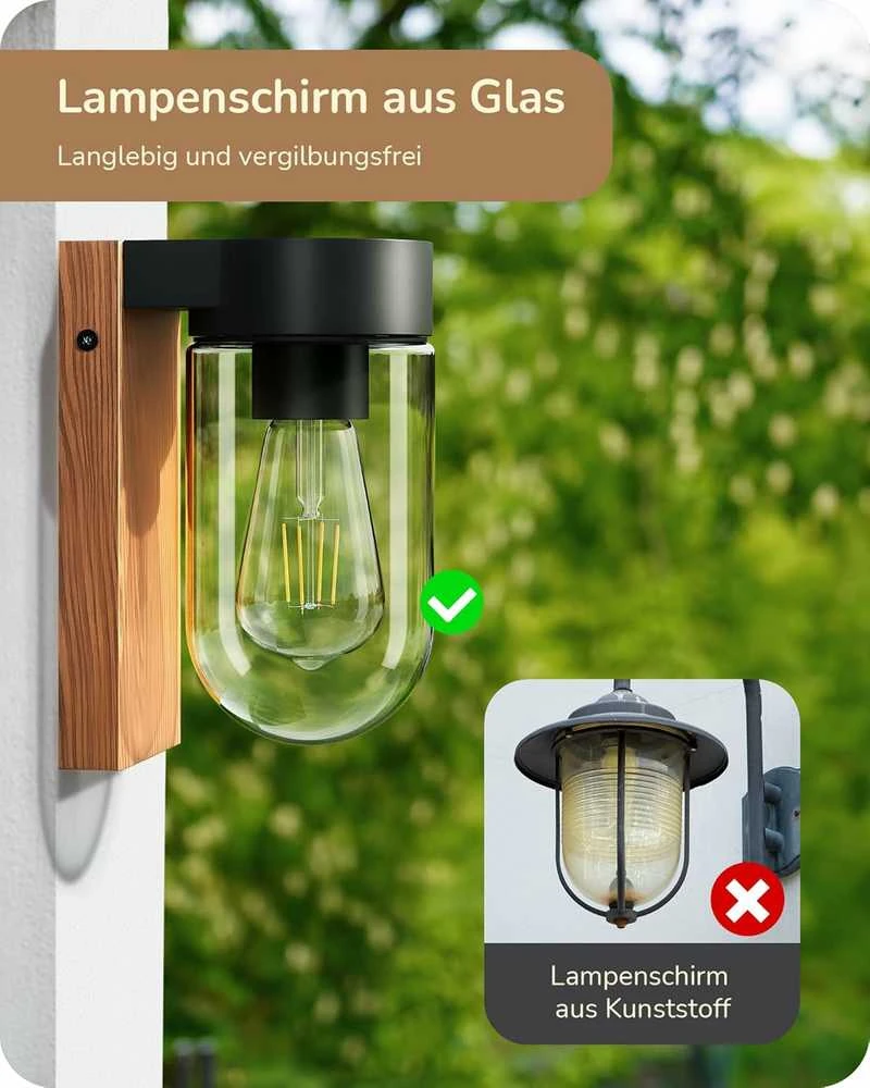 EDISHINE lauko sieninis šviestuvas IP44, E27 lizdas, aliuminis ir stiklas, 20 x 8,2 x 13,5 cm, KH 2401 DN