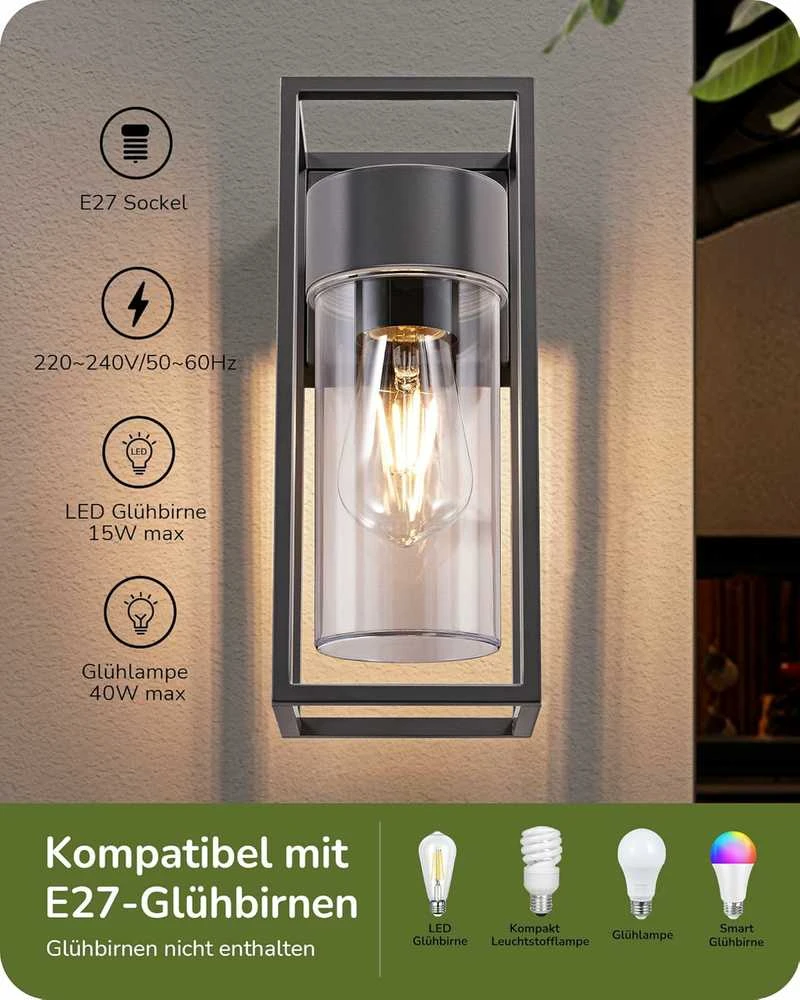 EDISHINE lauko sieninis šviestuvas IP44, E27, antracito spalvos, DHOWL03B
