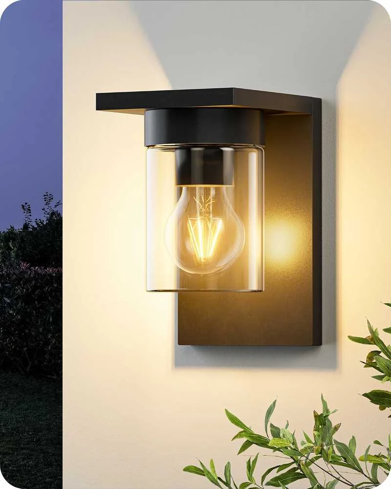 EDISHINE lauko sieninis šviestuvas, IP44, E27, skaidrus stiklas, 15 W, juodas, KH 2401 DN