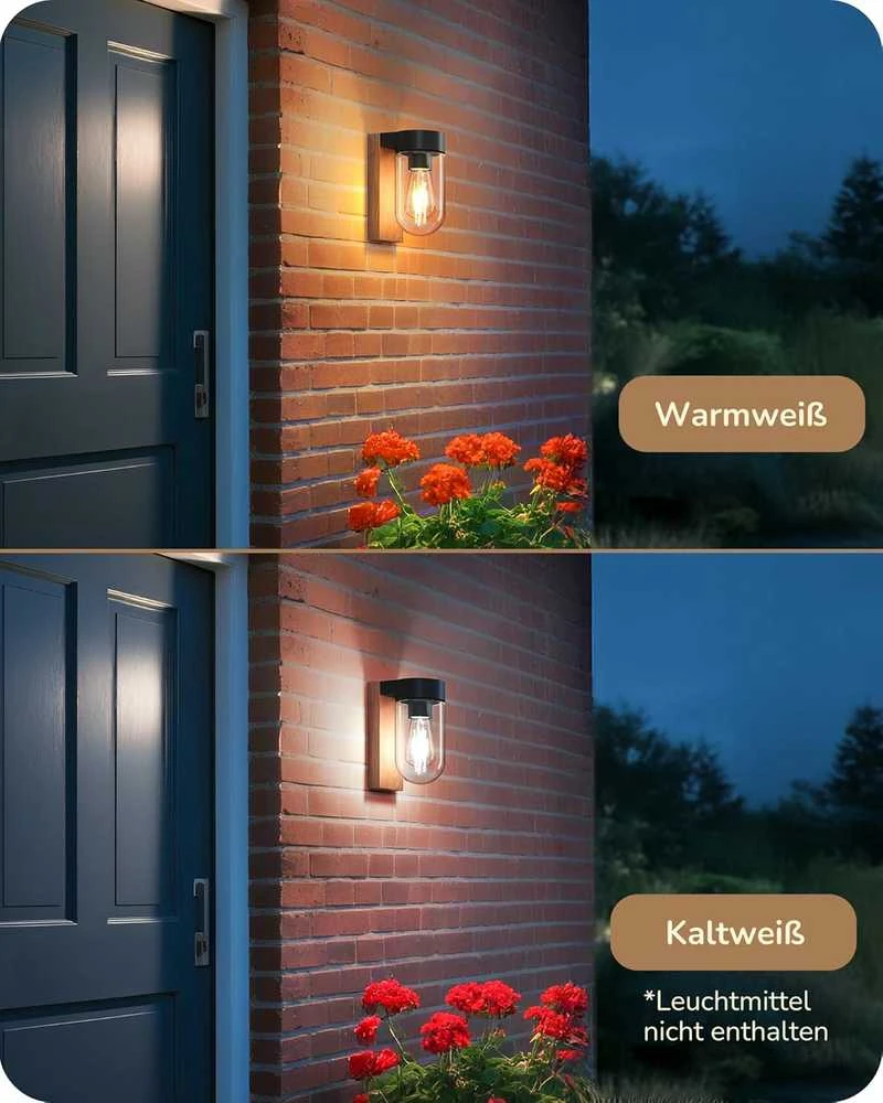 EDISHINE lauko sieninis šviestuvas IP44, E27 lizdas, aliuminis ir stiklas, 20 x 8,2 x 13,5 cm, KH 2401 DN