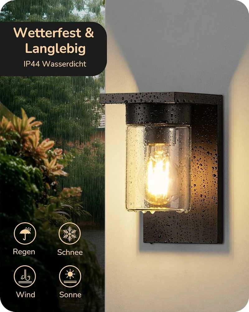 EDISHINE lauko sieninis šviestuvas, IP44, E27, skaidrus stiklas, 15 W, juodas, KH 2401 DN