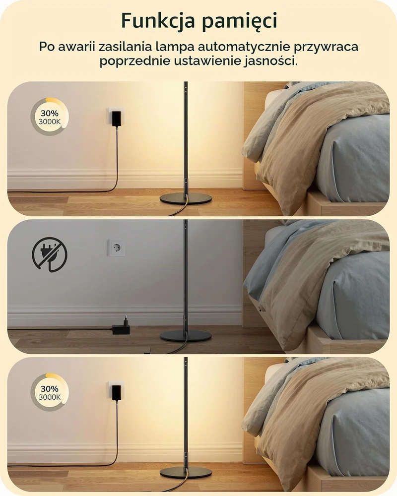 EDISHINE LED grindų šviestuvas 19 W, reguliuojamo aukščio, 3000–6000 K, EDISHINE-012