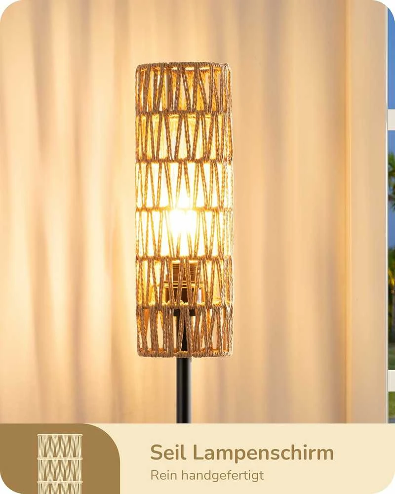 EDISHINE LED pastatoma lempa su lininiu gaubtu, 9 W, boho stiliaus, E27, 165 cm, DHLFL09H