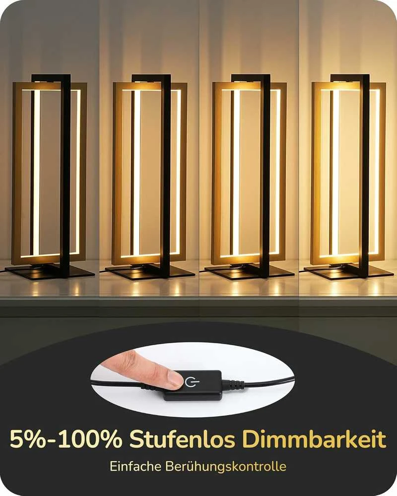 EDISHINE LED stalinė lempa, liesti valdoma, 18 W, 3 spalvų temperatūros, juoda ir auksinė, EH2023C