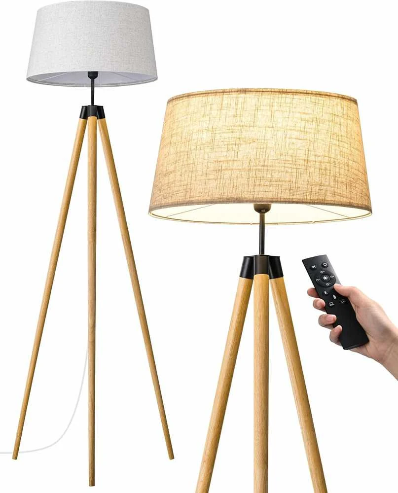 EDISHINE pastatoma LED lempa su mediniu trikoju, pritemdoma, E27 lizdu ir pulteliu, KL-DF077