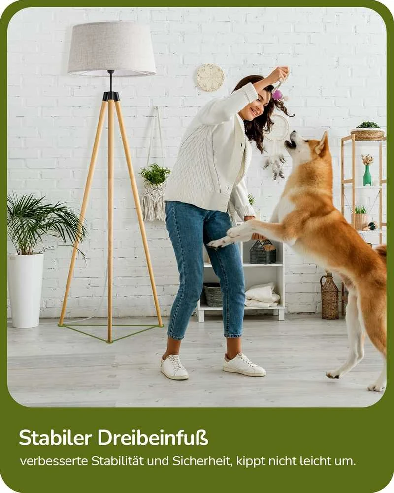 EDISHINE pastatoma LED lempa su mediniu trikoju, pritemdoma, E27 lizdu ir pulteliu, KL-DF077