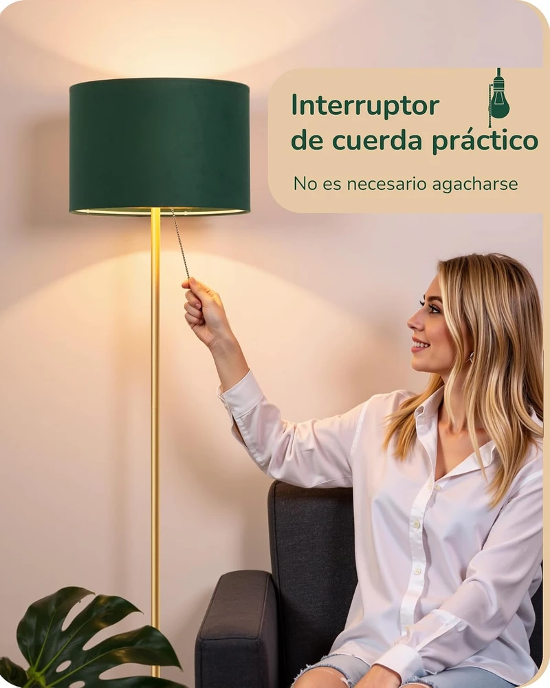 EDISHINE retro grindinis LED šviestuvas su žaliu aksominiu gaubtu, E27, 145 cm, EDISHINE-016