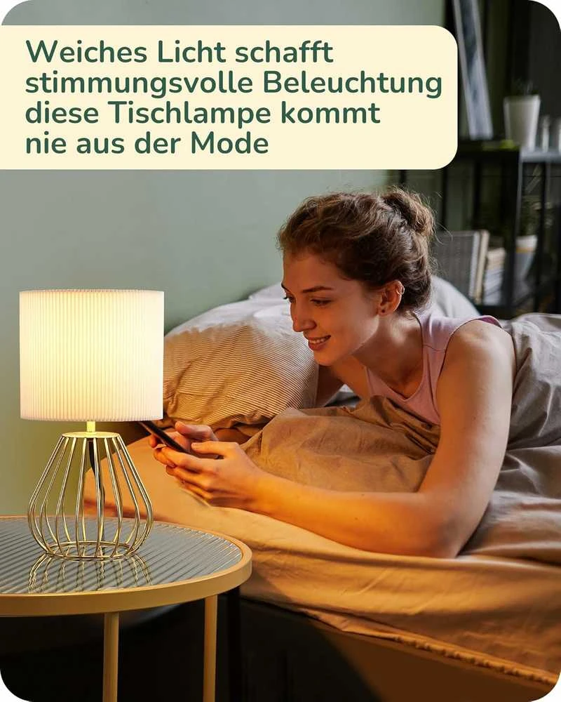 EDISHINE stalinė lempa, E14 lizdas, 4 W LED lemputė, kreminės baltos spalvos, 2700 K, metalinis pagrindas, 17 x 16 x 16 cm