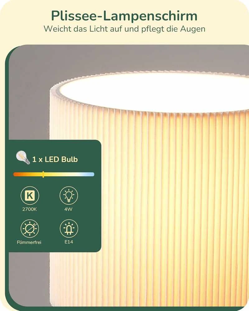 EDISHINE stalinė lempa, E14 lizdas, 4 W LED lemputė, kreminės baltos spalvos, 2700 K, metalinis pagrindas, 17 x 16 x 16 cm