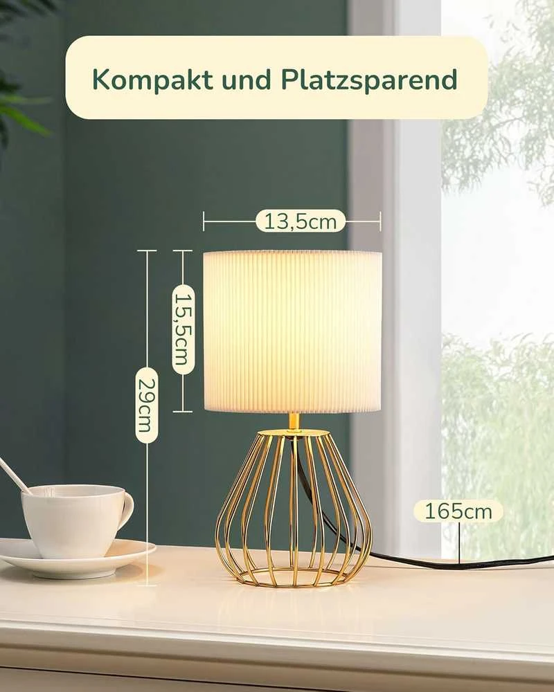 EDISHINE stalinė lempa, E14 lizdas, 4 W LED lemputė, kreminės baltos spalvos, 2700 K, metalinis pagrindas, 17 x 16 x 16 cm