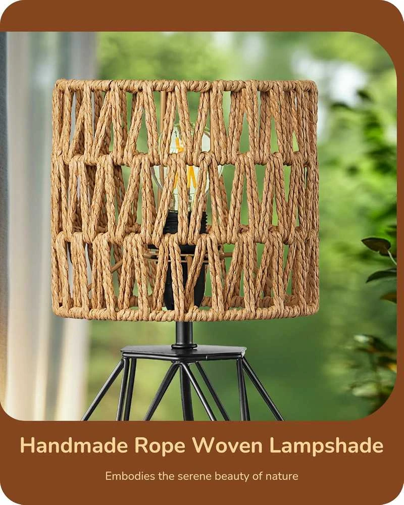 EDISHINE stalinis šviestuvas boho stiliaus, pintas popierinis gaubtas, E14, 4 W LED, juodas