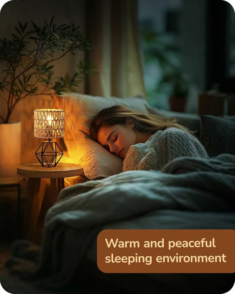EDISHINE stalinis šviestuvas boho stiliaus, pintas popierinis gaubtas, E14, 4 W LED, juodas