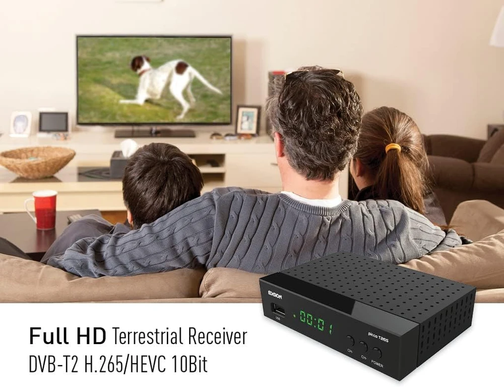 Edision DVB-T2 televizijos priedėlis PICCO T265, Full HD, USB, HDMI, SCART, H.265/HEVC