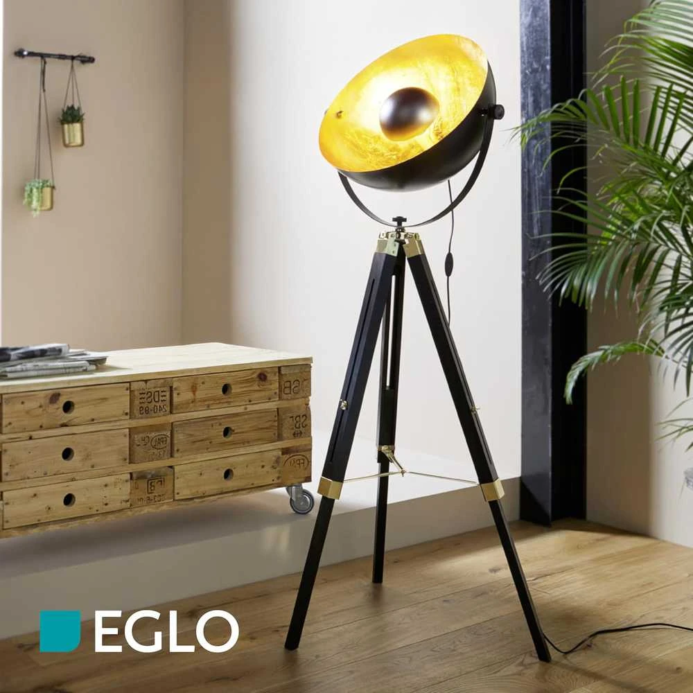 EGLO grindų lempa, 60 W, E27, juoda, žalvario ir aukso spalvų, 164 cm, 49618