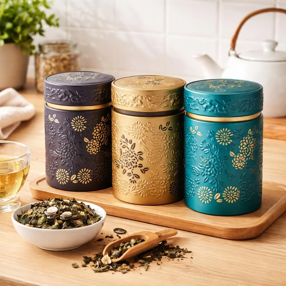 Eigenart apvalių arbatos dėžučių rinkinys Yumiko, 3 vnt., 150 g talpos