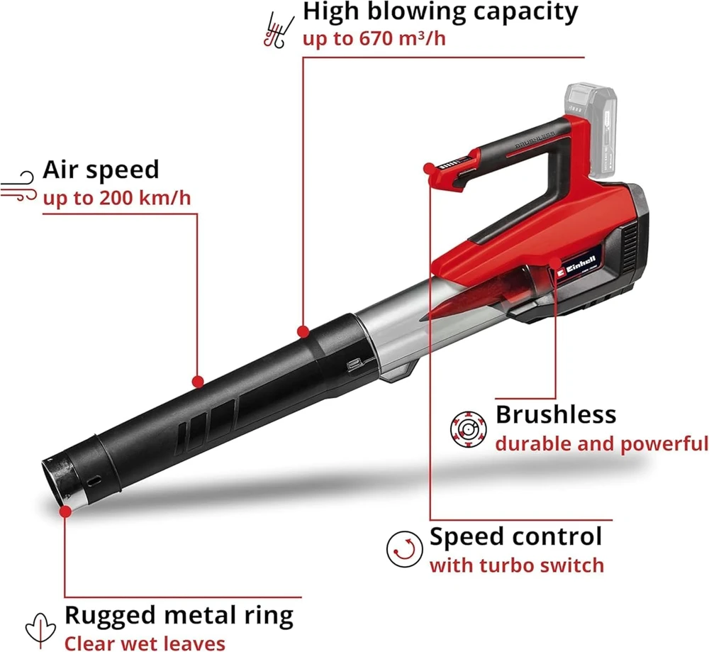 Akumuliatorinis lapų pūstuvas Einhell GP-LB 18/200 Li GK -Solo; 18 V (be akumuliatoriaus ir pakrovėjo)