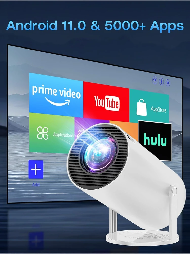 Einyoumily nešiojamasis mini projektorius 1080p su 4K palaikymu, Wi-Fi 6, Bluetooth 5.2 HY300 PRO+