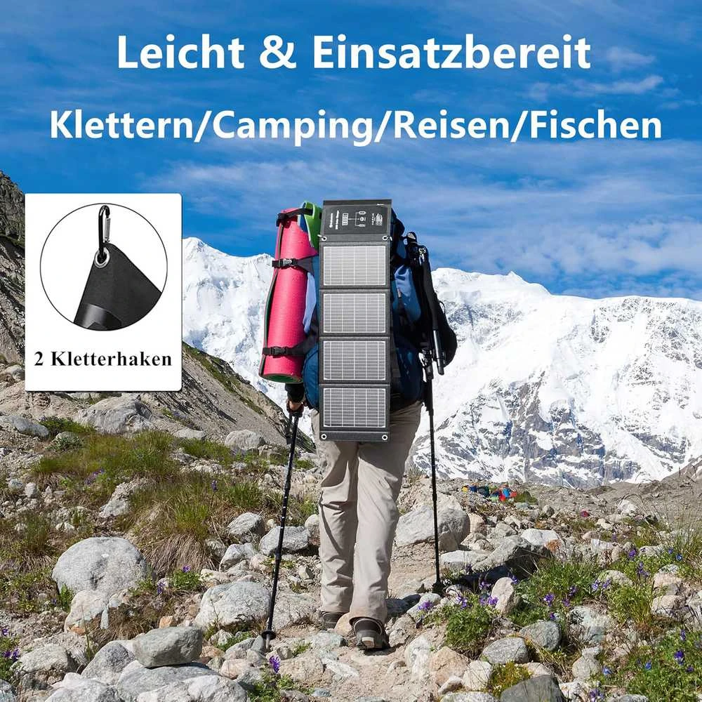 ELECAENTA nešiojama saulės baterija 30 W ETFE, USB-C, 3 jungtys, PD18 W, QC3.0, LSFC-30