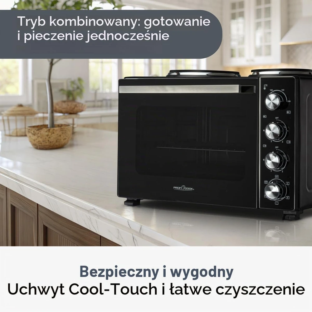 Elektrinė krosnelė Profi Cook ProfiCook mini orkaitė 32 l, 3200 W su konvekcija, iešmu ir kaitvietėmis PC-KK 1302