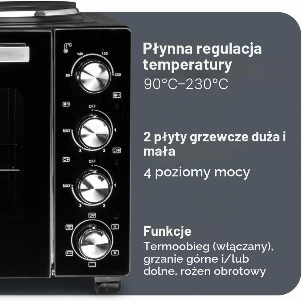 Elektrinė krosnelė Profi Cook ProfiCook mini orkaitė 32 l, 3200 W su konvekcija, iešmu ir kaitvietėmis PC-KK 1302