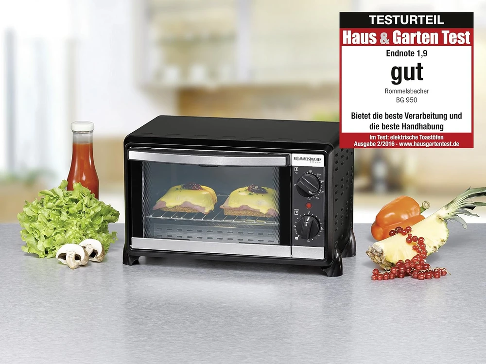 Elektrinė krosnelė Rommelsbacher elektrinė mini orkaitė 10 l, 950 W, 80–230 °C BG 950